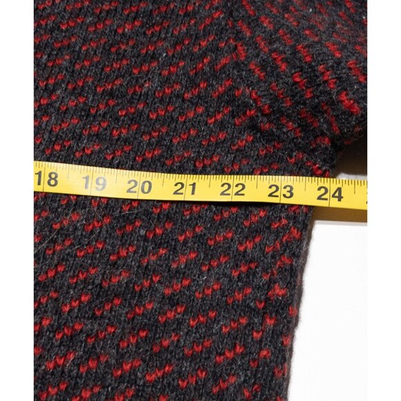 Vintage L.L. Bean Birdseye Sweater Women's Large Norway Fisherman Wool Red Gray - Picture 10 of 10